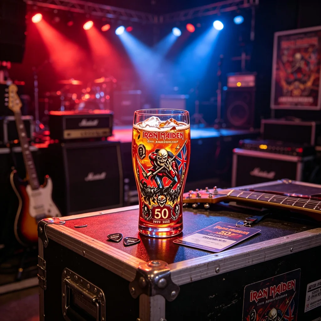 Iron Maiden 50th Anniversary Pint Glass 1975-2025 Eddie Trooper Collectible Beer Cup Heavy Metal Fan Gift