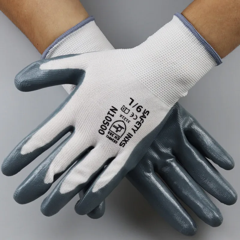 N10500 Nitrile Rubber Palm-coated Work Gloves Made of Polyester Knitted Material #0727