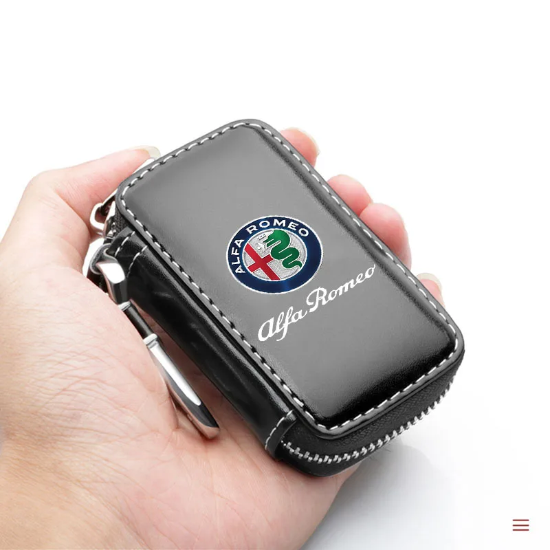 Car Key Case Leather Wallets Housekeeper Covers Zipper Bag For Alfa Romeo Giulia Stelvio Giulietta 159 147 156 Car Accessories