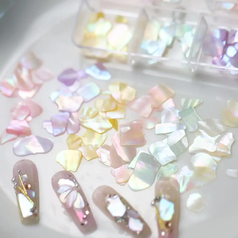 1 Box Nail Decoration  Irregular Shape   Nail Charm Natural Seashell Fragments DIY Nail Art Charms