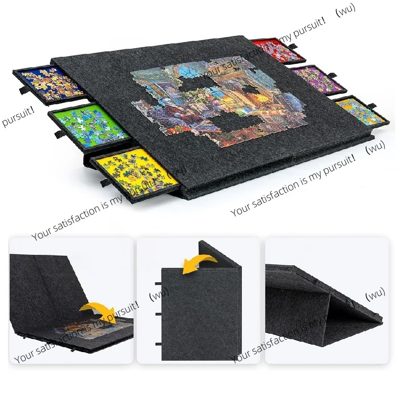 

Portable Felt Puzzle Board Stand Foldable 2000-Piece Puzzle Sorting Boards Drawer-style Sorting Table