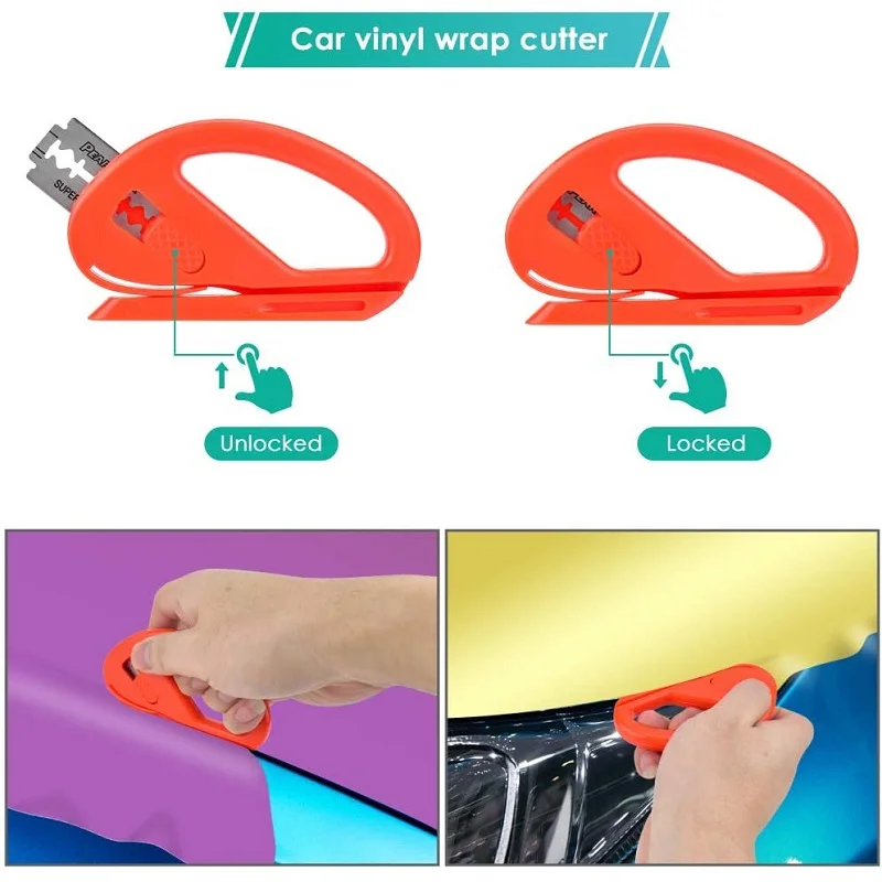 2-17pcs Vehicle Vinyl Wrap Window Tint Film Tool Kit Include Blue Felt Squeegee,Snitty Safety Knife for Car Wrapping