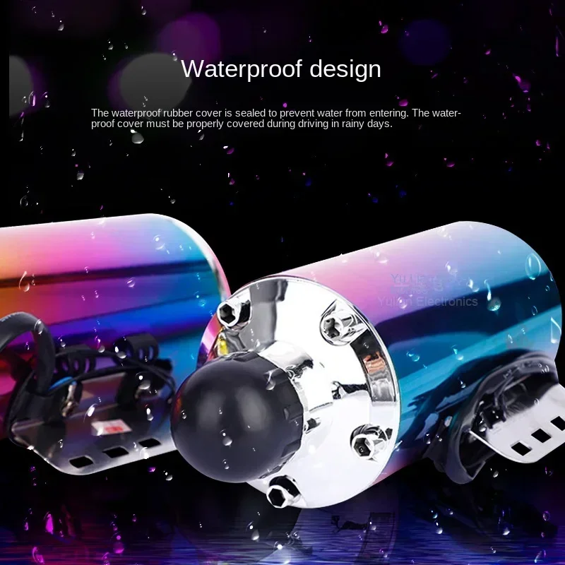 Durable 12V Motorcycle Sound System with Simulator Exhaust Pipe 3-inch Bluetooth Subwoofer Color Plated Speaker