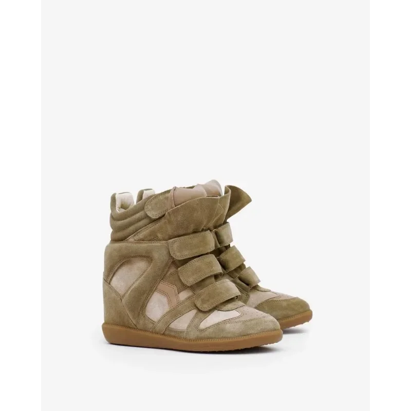 

Women's Leather Wedge Sneakers Height Increasing Shoes