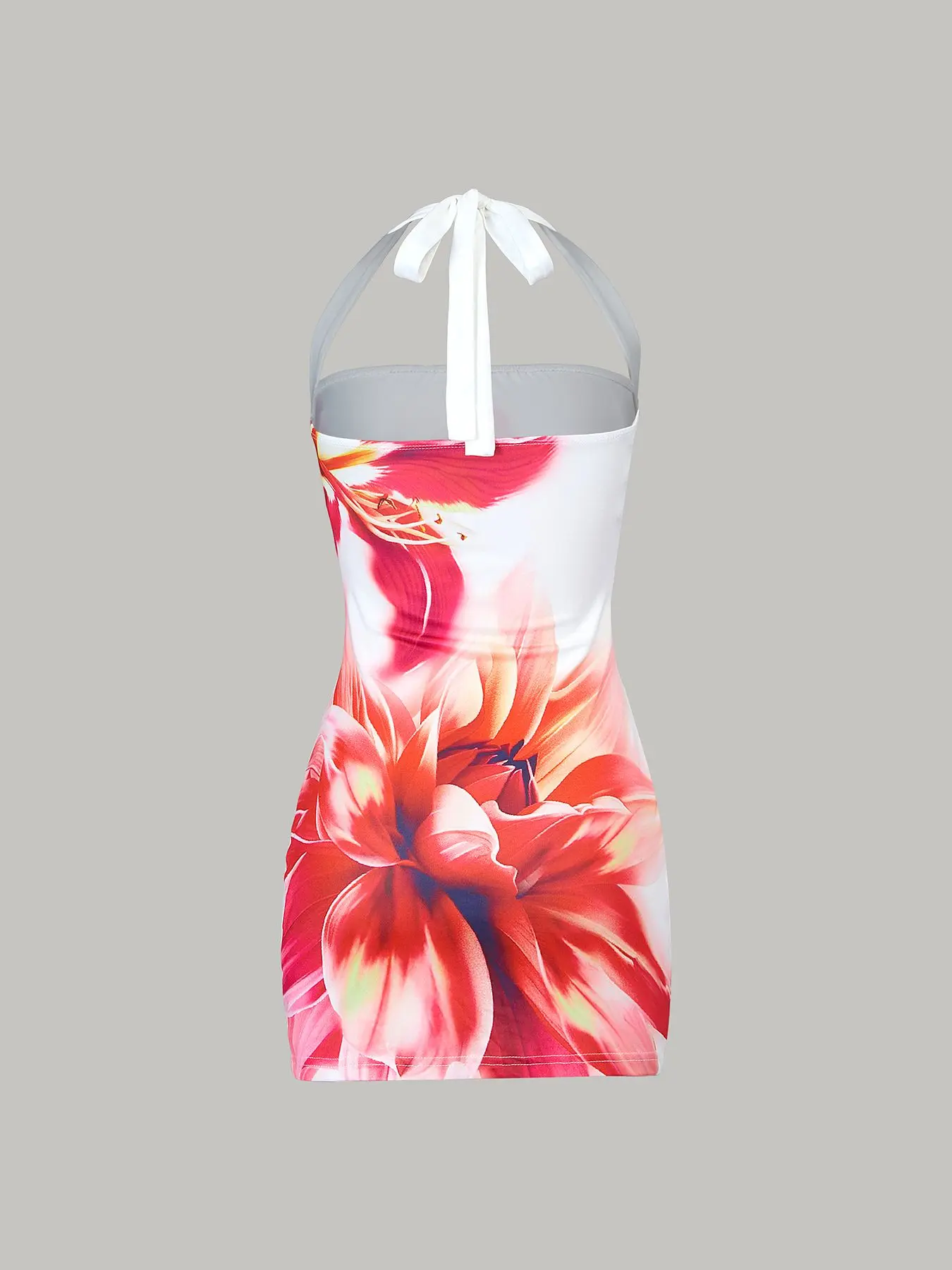 Damen-Strandkleid mit grafischem Blumenmuster, sexy ärmelloses Kleid mit Batikmuster, Damen-Sommerkleid für den Urlaub, figurbetonte Kleidung – Detail 18