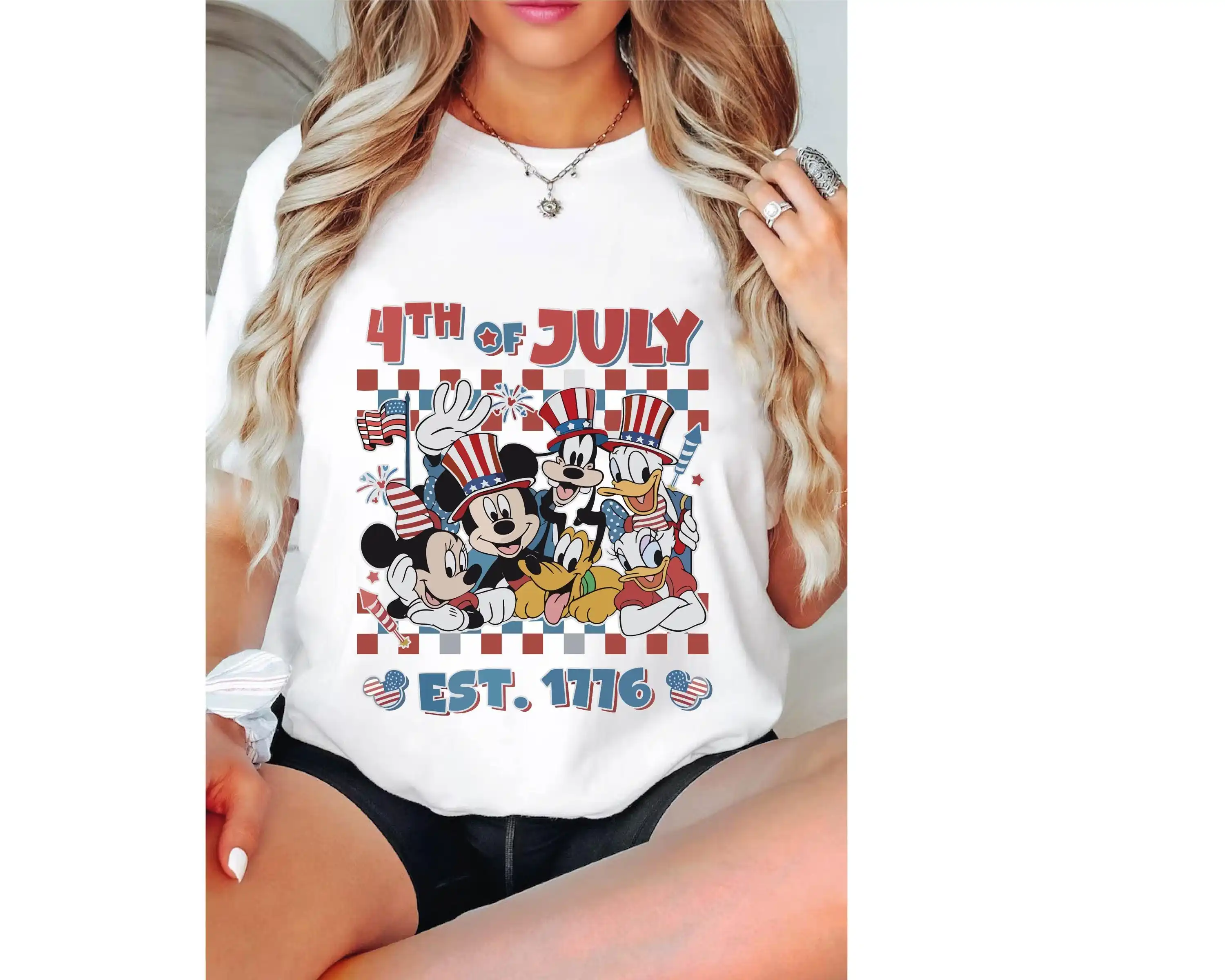 

Disney Cartoon Mouse Graphic Printing Summer Autumn Winter Cotton Men's and Women's T-shirts Short Sleeves Luxury Outdoor Sports