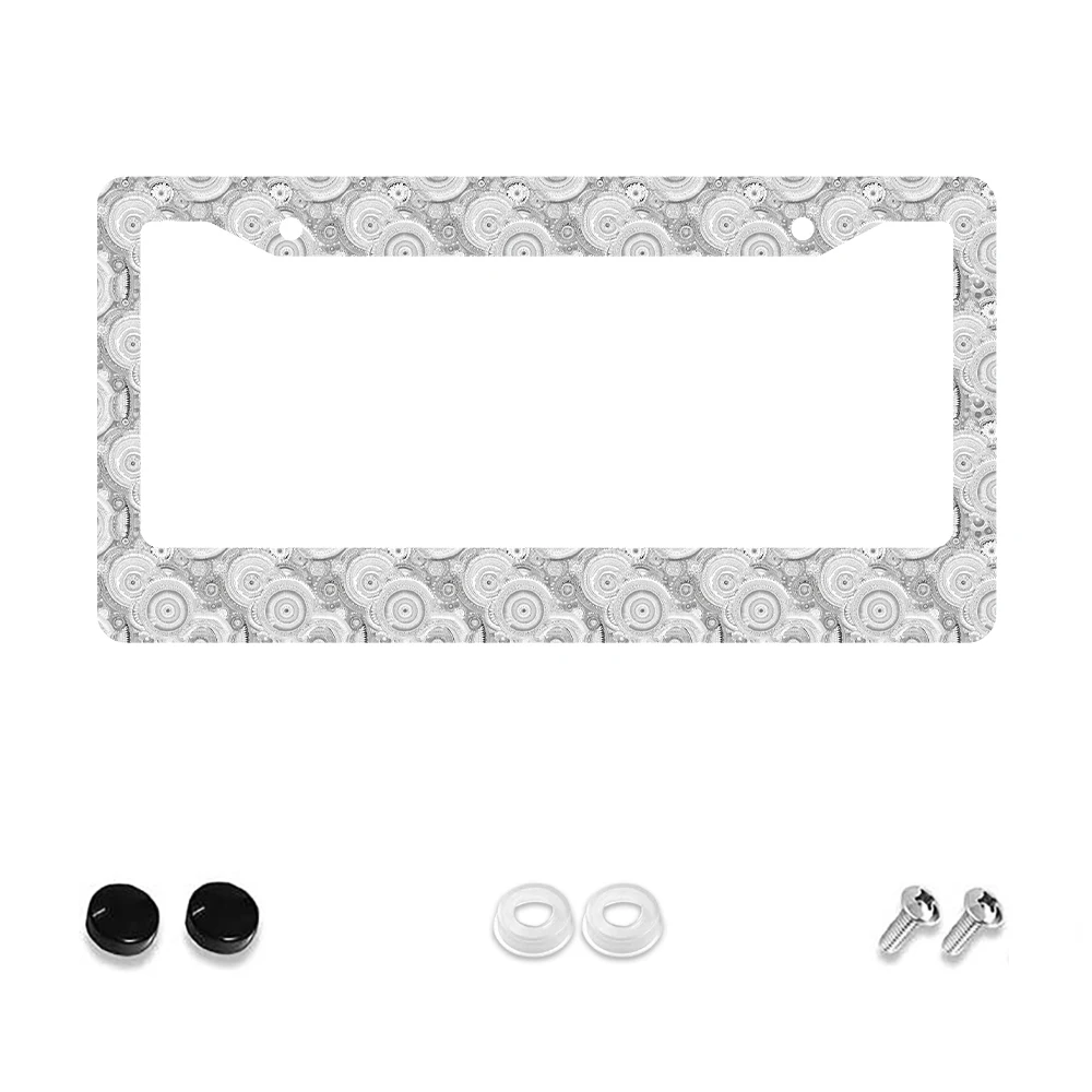 

1pc Retro Black and White Spiral Pattern 2-Hole License Plate Frame, Aluminum Material, 6x12 Inches with Screw Kit, Unique Car