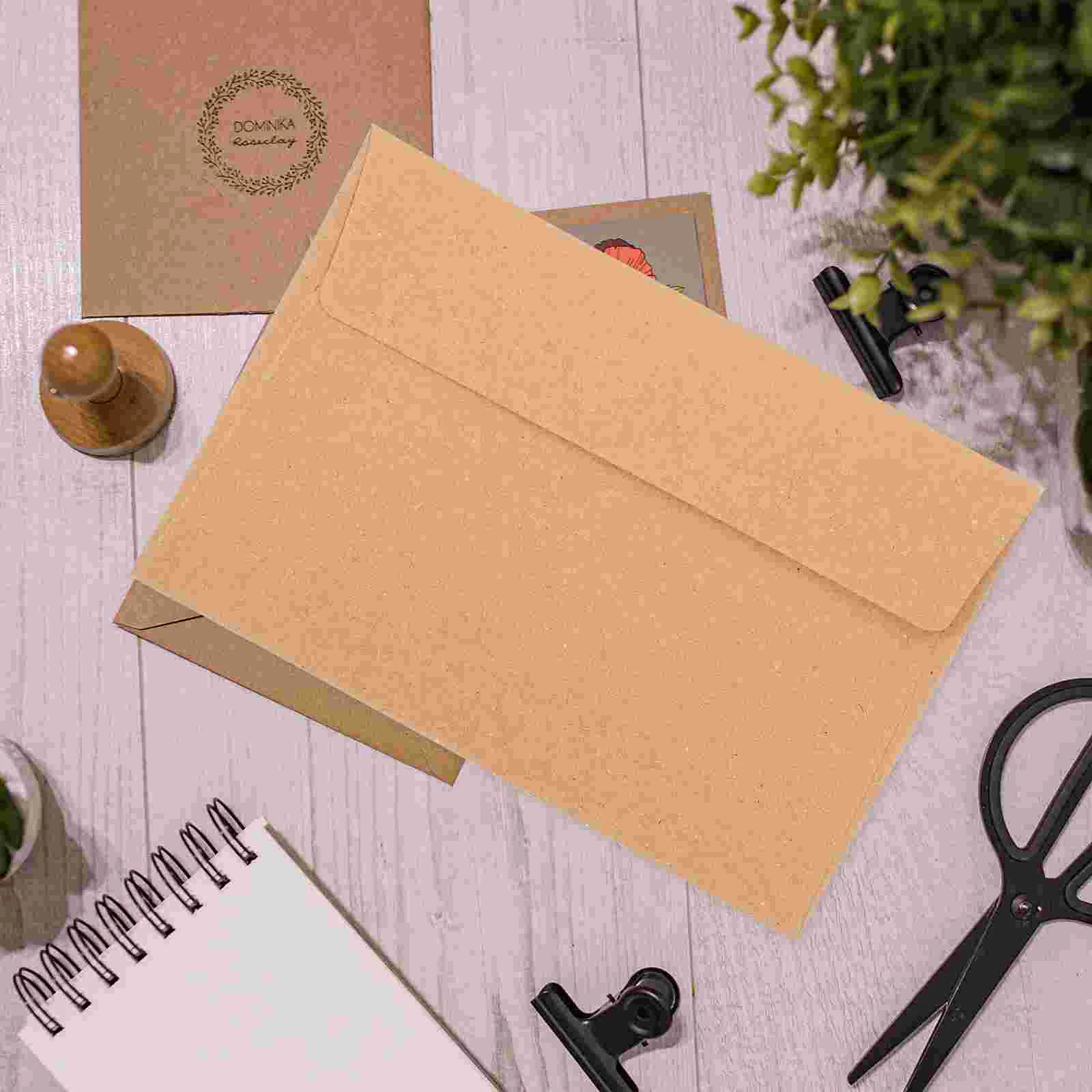 50 Pcs Kraft Paper Envelopes Invitation Photo Multi-function Greeting Card Festival