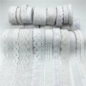 Algodão Crochet Lace Ribbon para costura, guarnição do tecido, acessórios artesanais, branco, 10mm-50mm, 2 jardas, 100% algodão 8 principais vendas tira bordado algodão - №3
