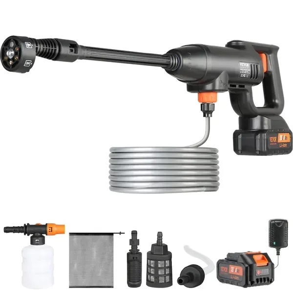 

CordlPressure Washer, 580-PSI 1.1 GPM Portable Power Cleaner, Handheld High-Pressure Car Washer Gun