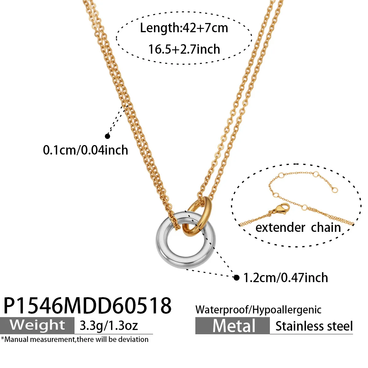 316L Edelstahl 18K Vergoldete Halskette Geometrischer Runder Anhänger Halsketten Mode Minimalistischer Choker Damenschmuck – Detail 1
