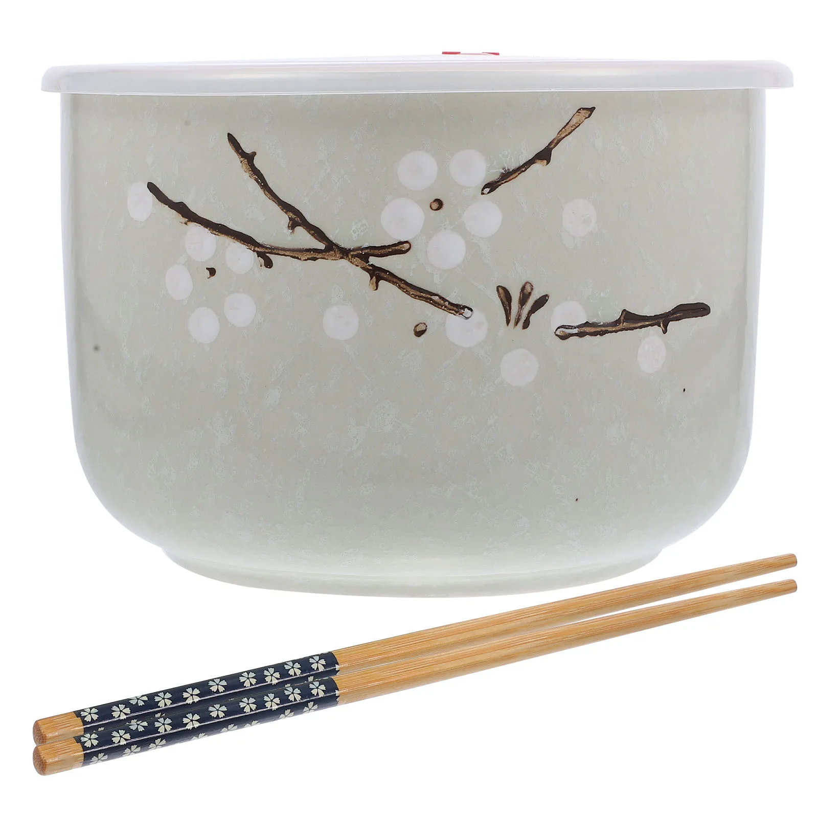 

1Set Ceramic Ramen Bowl Lidded Design Household Lunch Eat Bowl Convenient Food Container Dishwasher Safe