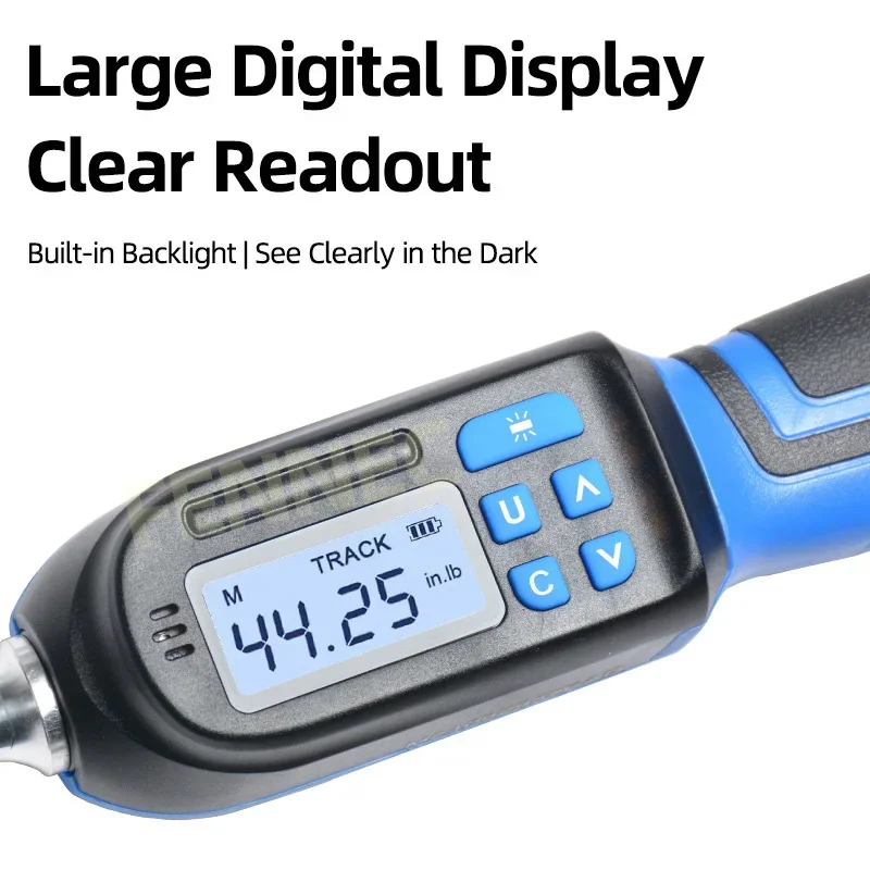 Adjustable Digital Torque Wrench Spanner Head, 6.8-135N.m Electronic Jaw Open End Torque Wrench with Buzzer & LED