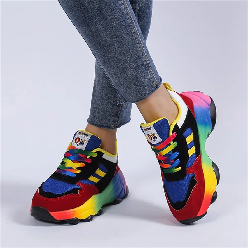 Women Shoes Casual Shoes Large Size Luxury Colored Low Top Lacing Ultra Fiber Leather Women  Shoes Outdoor Walking Shoes