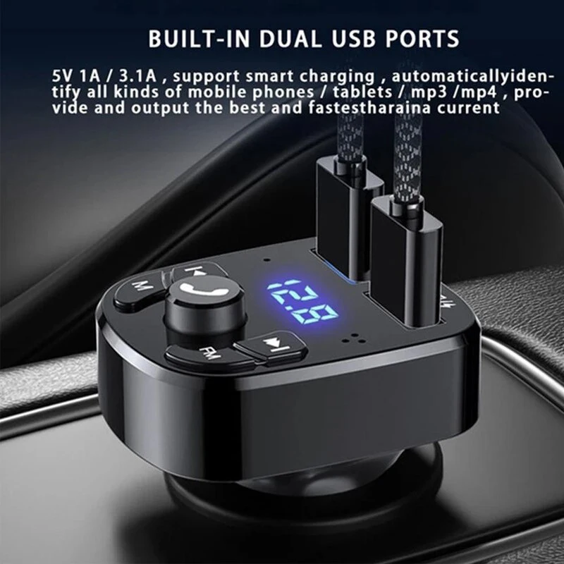 FM Transmitter Bluetooth Car MP3 Player Dual USB Fast Charger Car Kit Bluetooth Receiver Handsfree Music Player Speaker