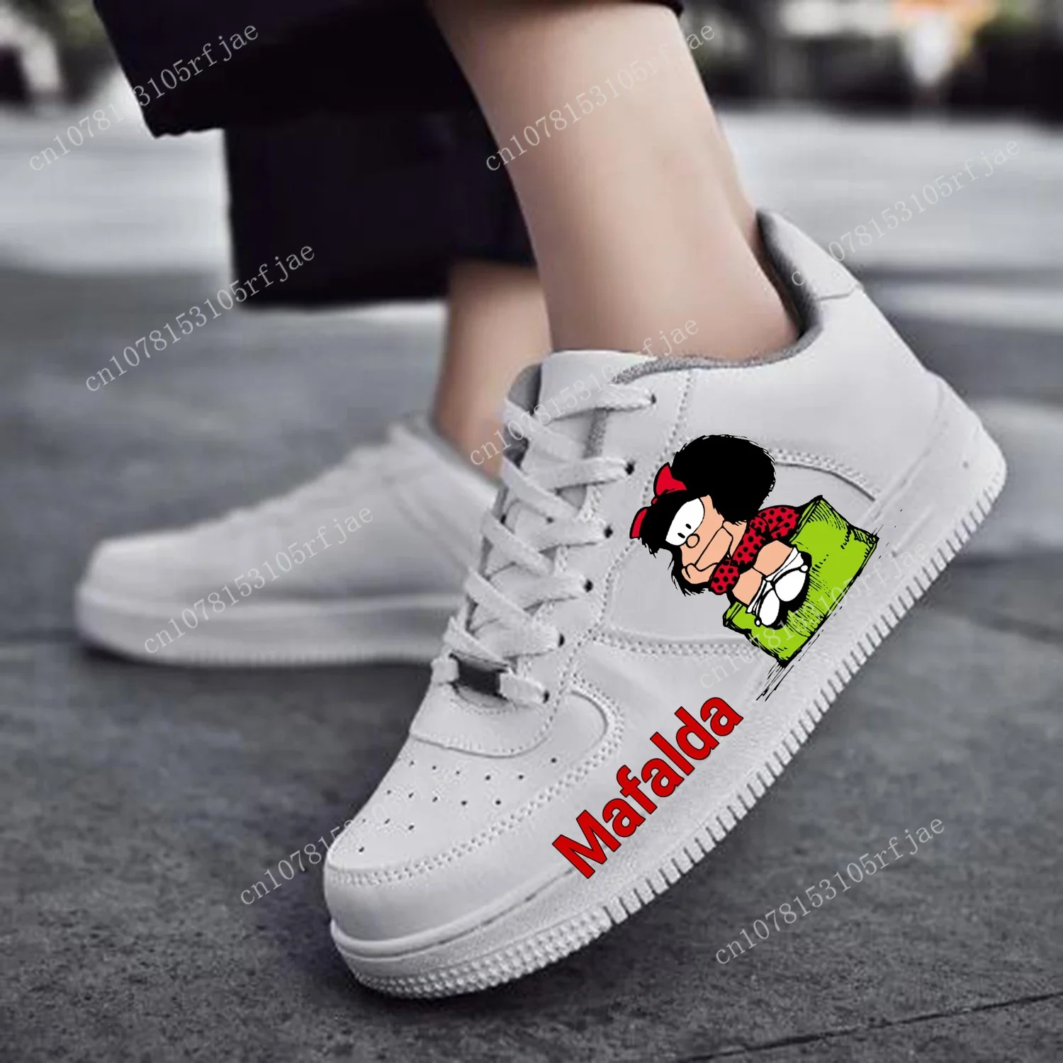 Papel de desenho animado masculino e feminino Mafalda Lace-up Mesh Sneakers, alta qualidade, tênis da força aérea, tênis esportivo, sapato personalizado