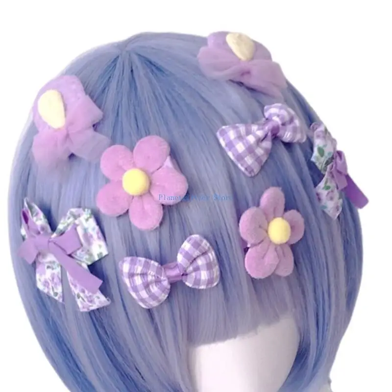 

652B Girl Flat Clip Hairpin Barrettes Unique Colorful Flower Clip for Women Girl