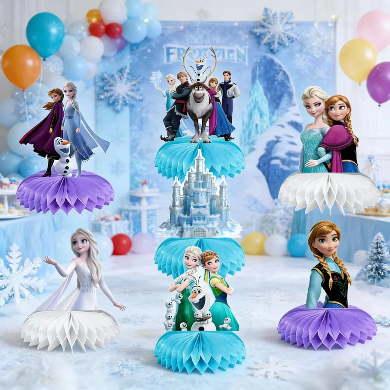 

Настольный декор «Холодное сердце» Эльзы в виде сот «Холодное сердце» для дня рождения, сделай сам, настольные топперы, декор для детского душа, вечерние принадлежности