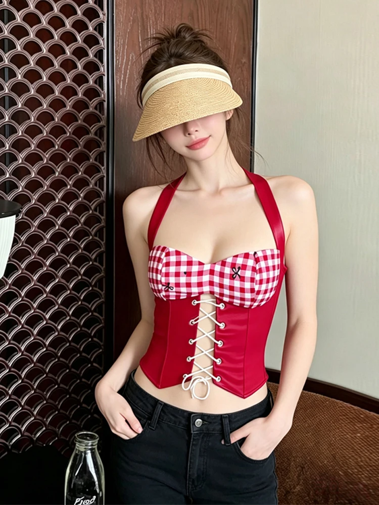 Millennial Sexy Girl Fishbone Hollow out Strapless Crop Top Women Summer Short Backless Versatile Sleeveless Bralette