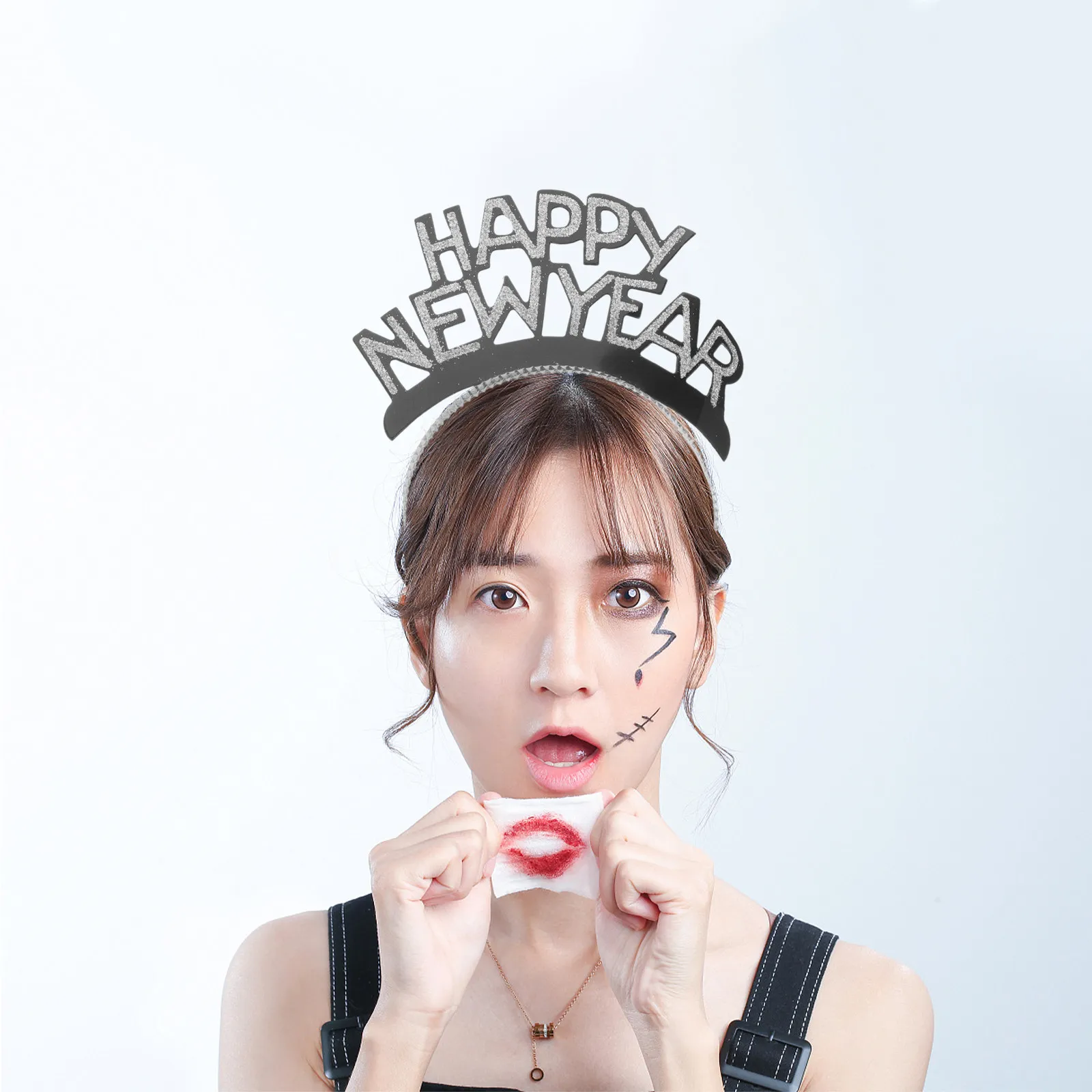 

Набор из 6 новогодних бумажных повязок на голову с блестками, тиары-обручи для волос, праздничные аксессуары для вечеринок