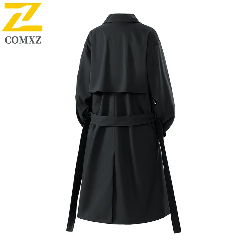 COMXZ Luxury Men Trench Coat Double-breasted Commuting Office Overcoat Knee-Length Handsome Business Casual Spring Autumn Wear