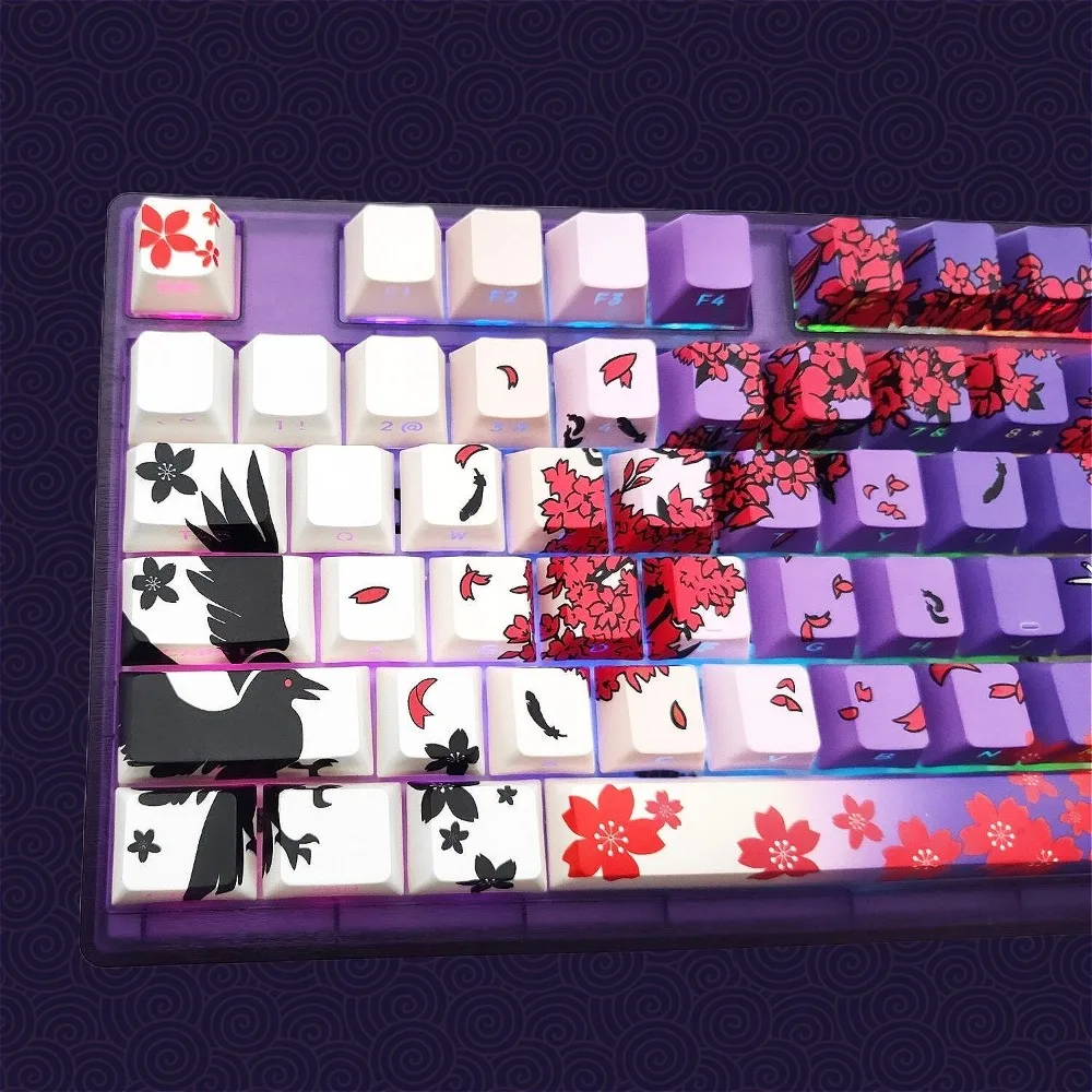 

Sakura Girl Purple, Small Full Set of PBT Cherries, Keyboard Keycaps, Suitable for Customized Mechanical Keyboard Accessories