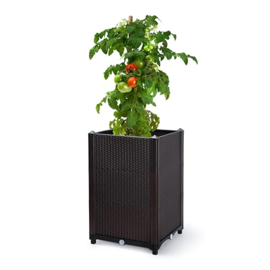 

Высокий грядочный ящик для патио с дренажным клапаном – приподнятые грядки для выращивания цветов, трав и овощей – для улицы