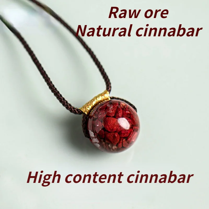 

High Purity Crystal Benmingnian Red Cinnabar Pendant Natural Quartz Crystal Cinnabar To Ward Off Evil Necklace Women Jewelry