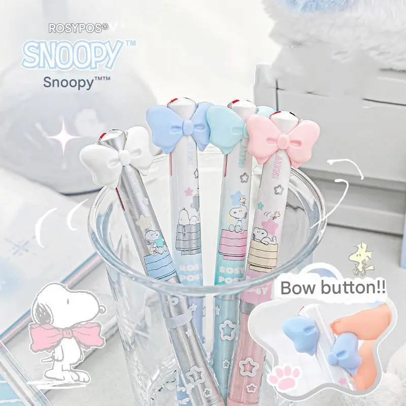 RosyPosy Creative Gel Pen Ins Style Cute Dog Bow Modular Press 2 Colors Ball Point Pens, The Work Assistant for Student Teacher