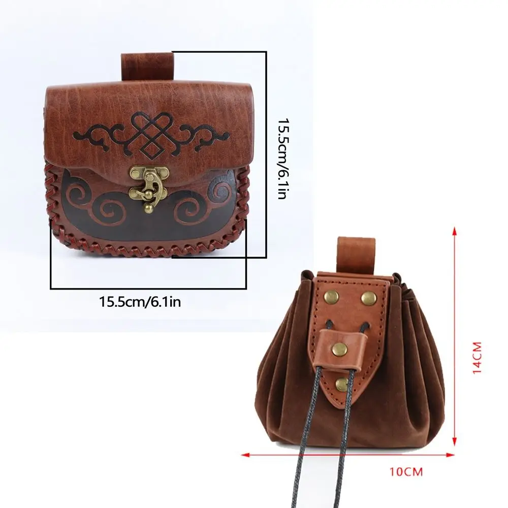 Hochwertige Retro-Gürteltasche aus Leder im Wikinger-Stil, Festival-Zubehör, Hüfttasche, mittelalterliches Design, Gürteltasche, Halloween-Kostüm