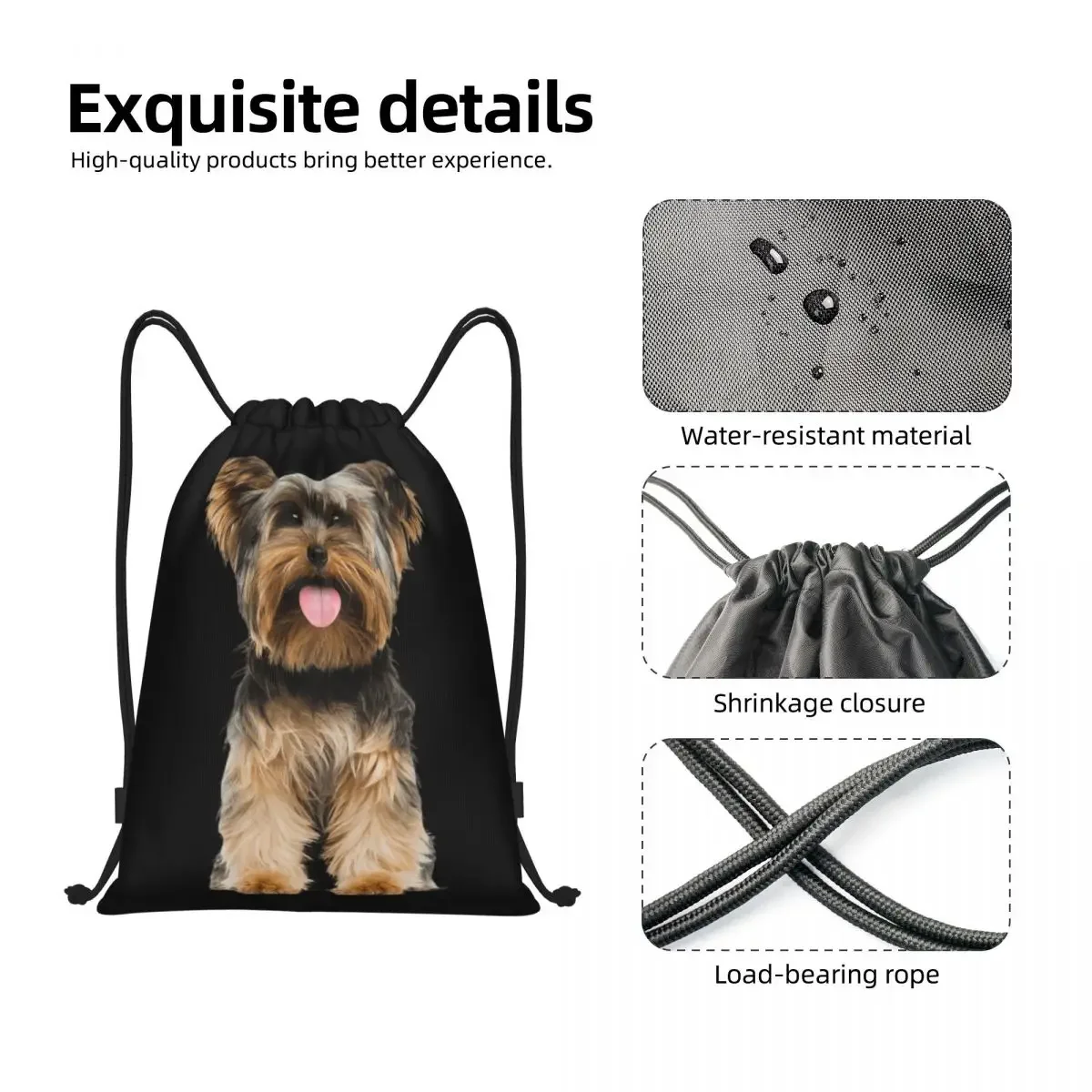 Sac à Dos de Rangement Personnalisé pour Yorkshire Terrier, observateur, Perforé, Chien, dehors, Gym, Femme, Homme