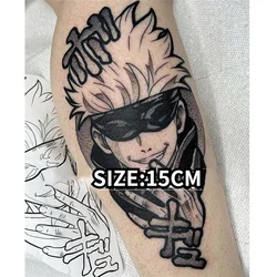 Jujutsu Kaisen Gojo Satoru Anime Temporary Tattoo Black Cartoon Waterproof Body Art Fake Tattoo Sticker