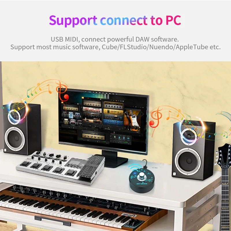 Bluetooth 5.1 Wireless  MIDI Controller Portable MIDI Foot Controller Pedal Wireless MIDI System
