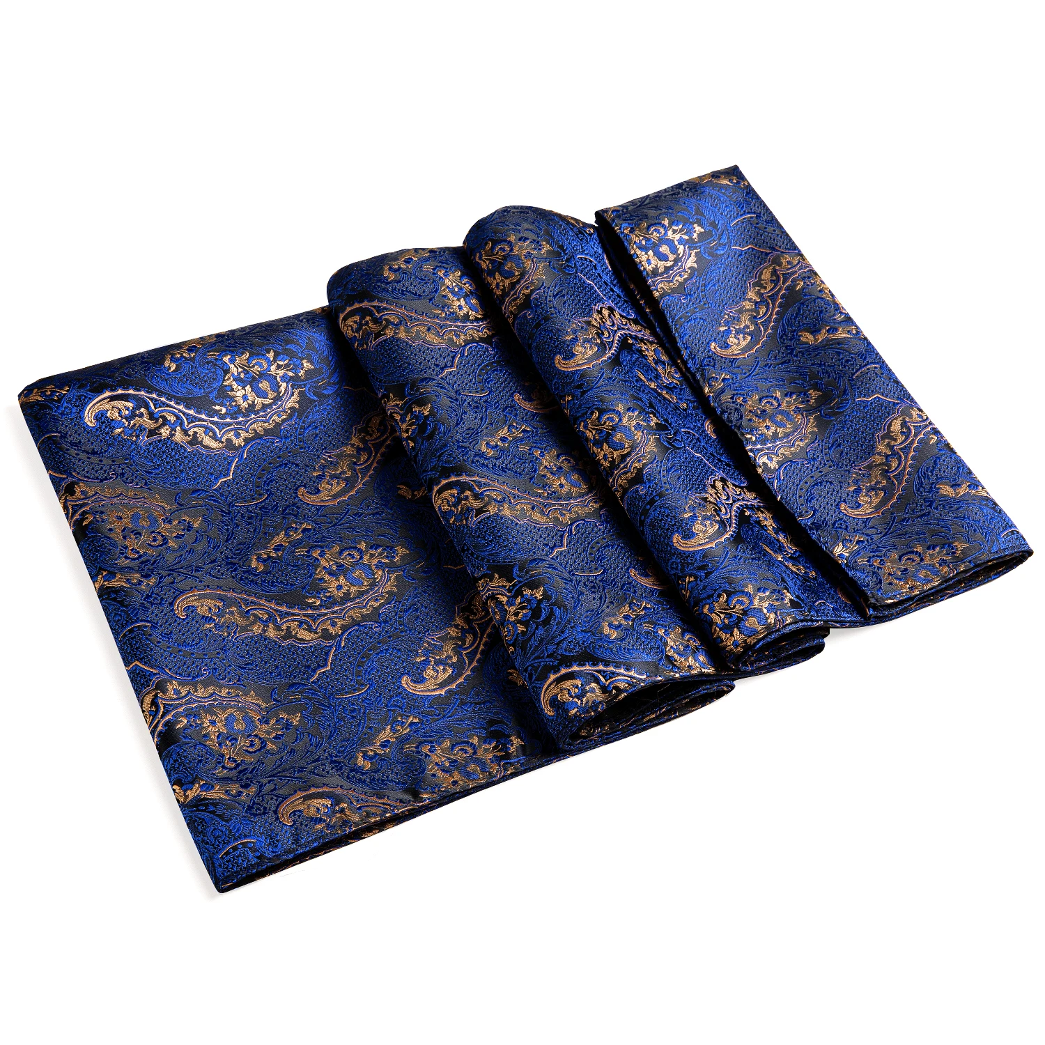 New Fashion Men Scarf Blue Gold Jacquard Paisley 100% Silk Scarf Autumn Winter Casual Business Suit Shirt Shawl Scarf Barry.Wang