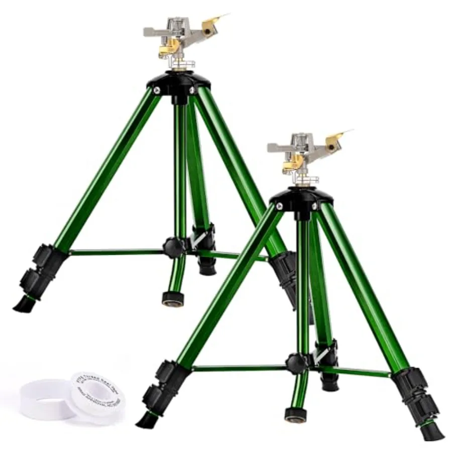 

Impact Sprinkler on Tripod Base 2 Pack Lawn Sprinklers for Yard with 360 Degree Large Area Coverage Extra Tall Heavy Duty Water