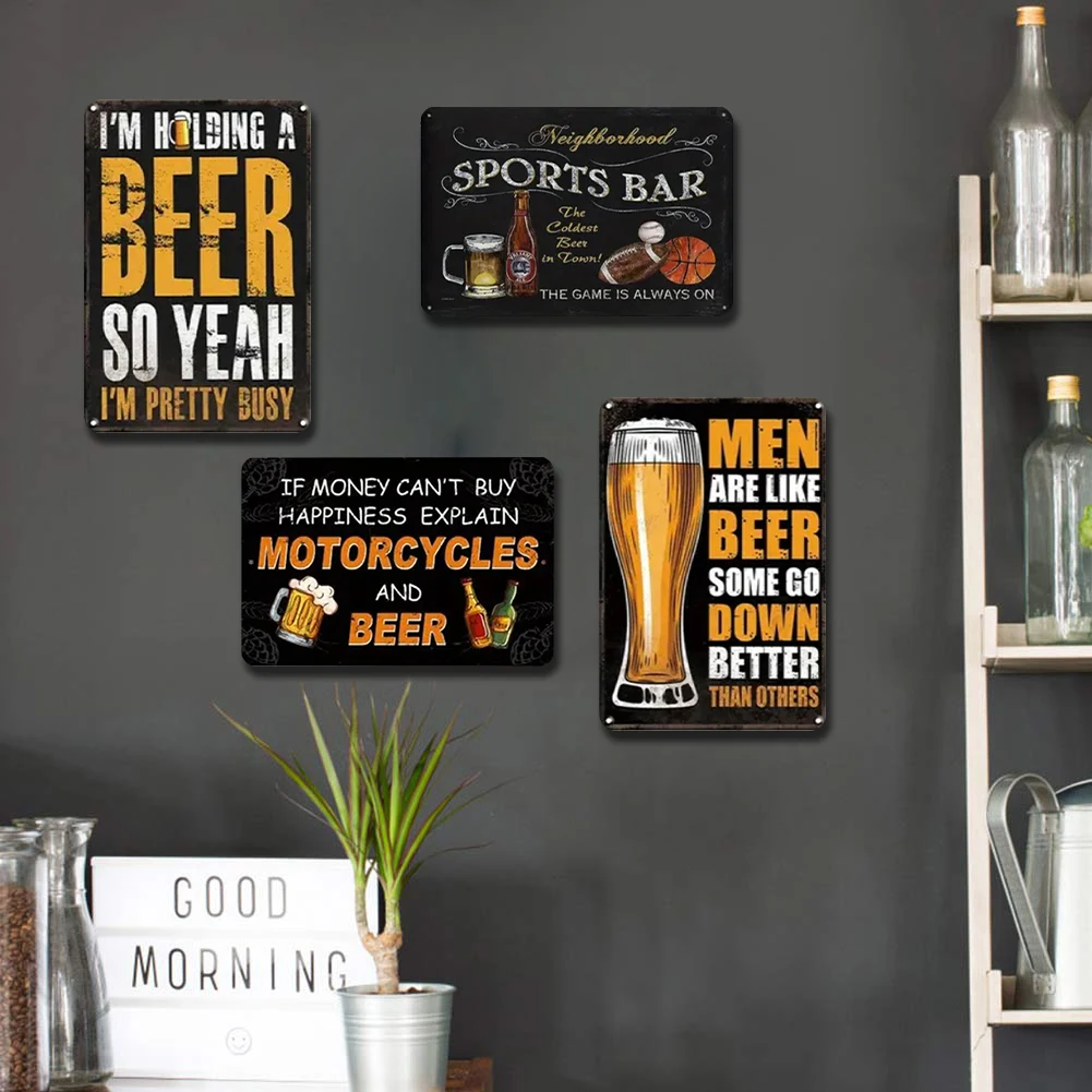 

7Pcs Vintage Beer Metal Tin Sign 2D Metal Wall Art Poster for Home Decor 30x40cm
