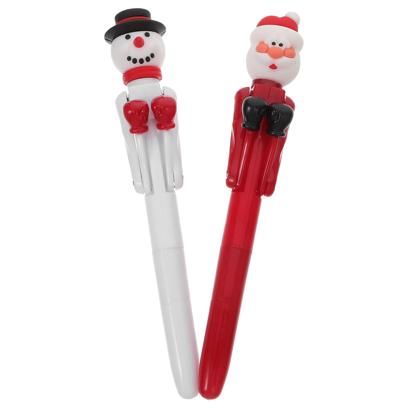 

2pcs Christmas Ballpoint Pen Creative Smooth Writing Boxing Santa Snowman Decompression Toy Pens for Students Office School