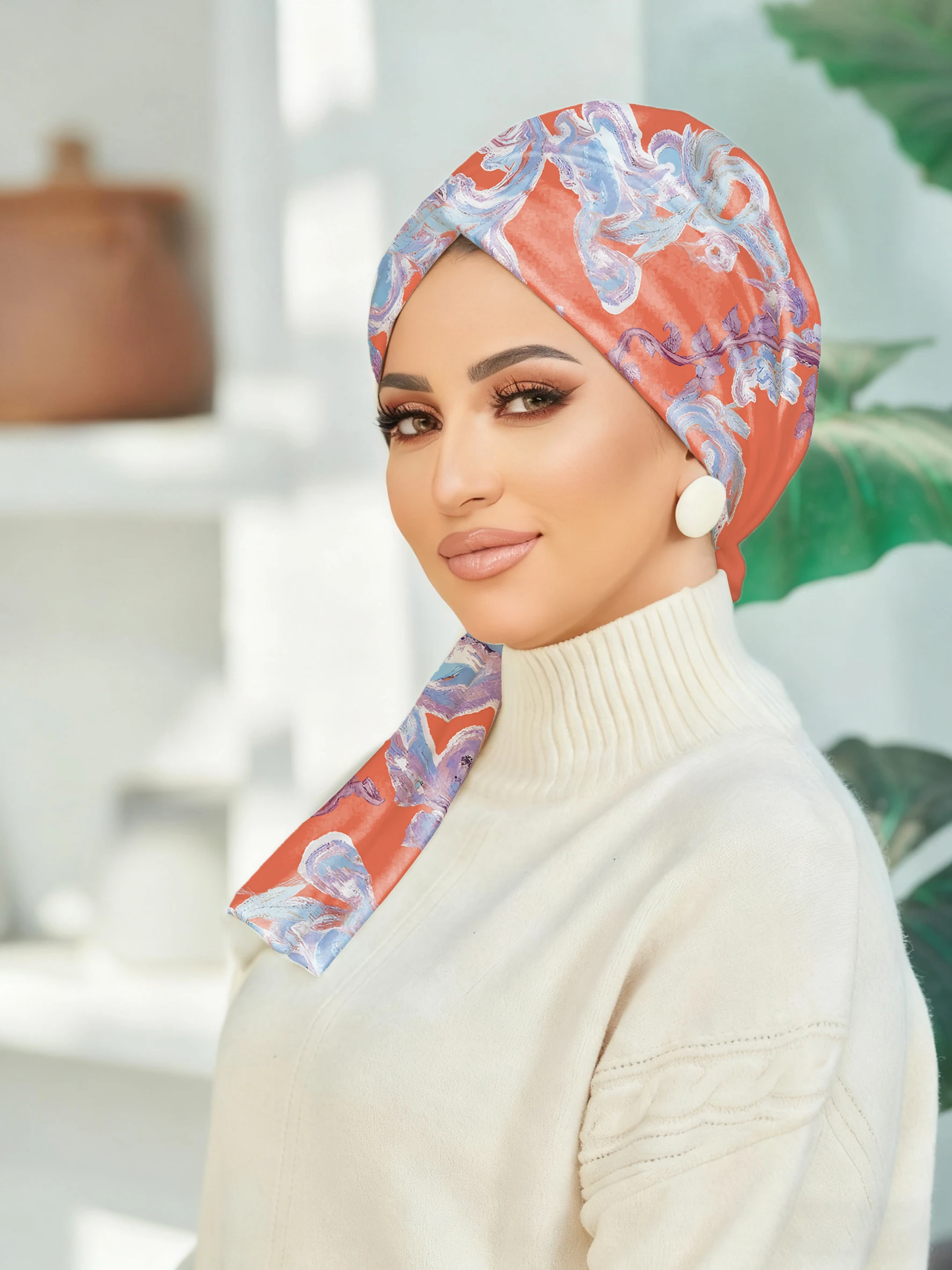 2PCS diamond Shaped Geometric Pattern Headscarf is Versatile Fashionable For Autumn And Winter It Is A Comfortable And Stylish