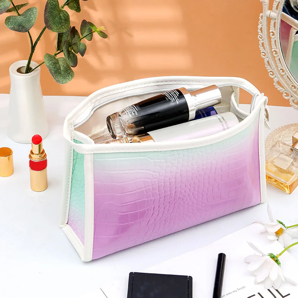 

Storage Large Makeup Bag Capacity Makeup Organizer Travel Toiletries PU Waterproof Durable Zipper Pouch