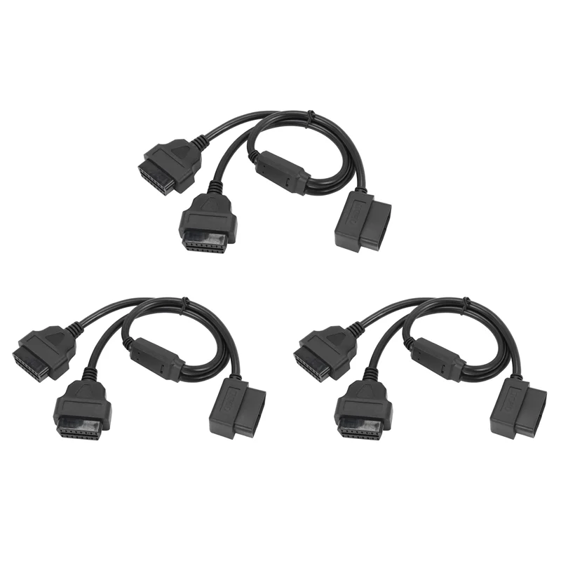 

3 шт. 50 см Y-стиль OBD 2 OBDII адаптер разветвитель кабель между мужчинами и двойной женщиной OBD2 диагностический инструмент автомобильный соединительный кабель