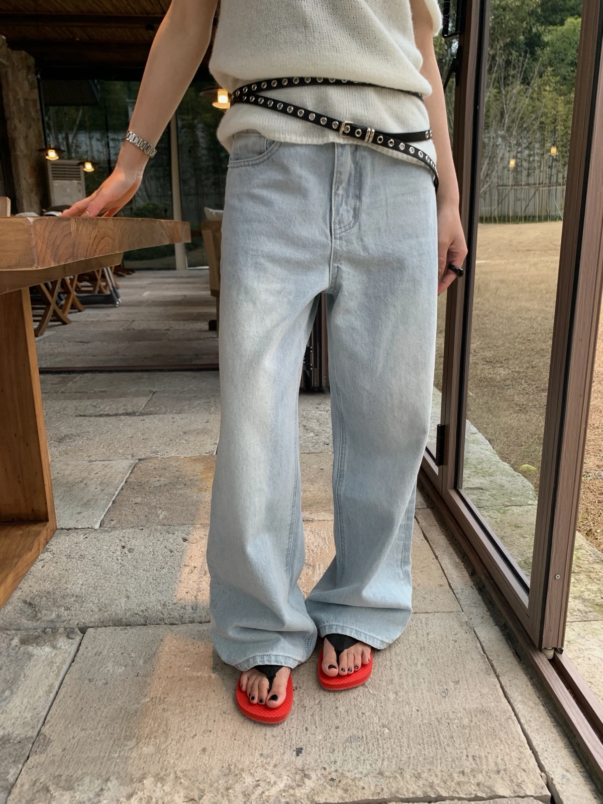 

Lilian Fueeh Casual Versatile Commute Washed Beautiful Denim Jeans High Waist Straight Leg Summer Spring Ladies