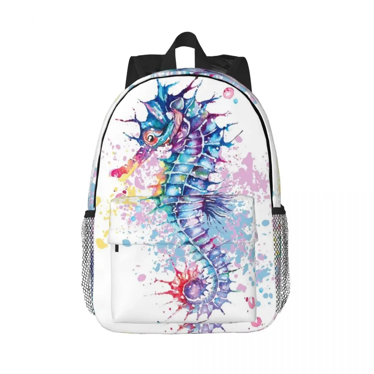 Watercolour Artwork Of Sea Horse Backpacks Boys Girls Bookbag Cartoon Children School Bags Travel Rucksack Shoulder Bag