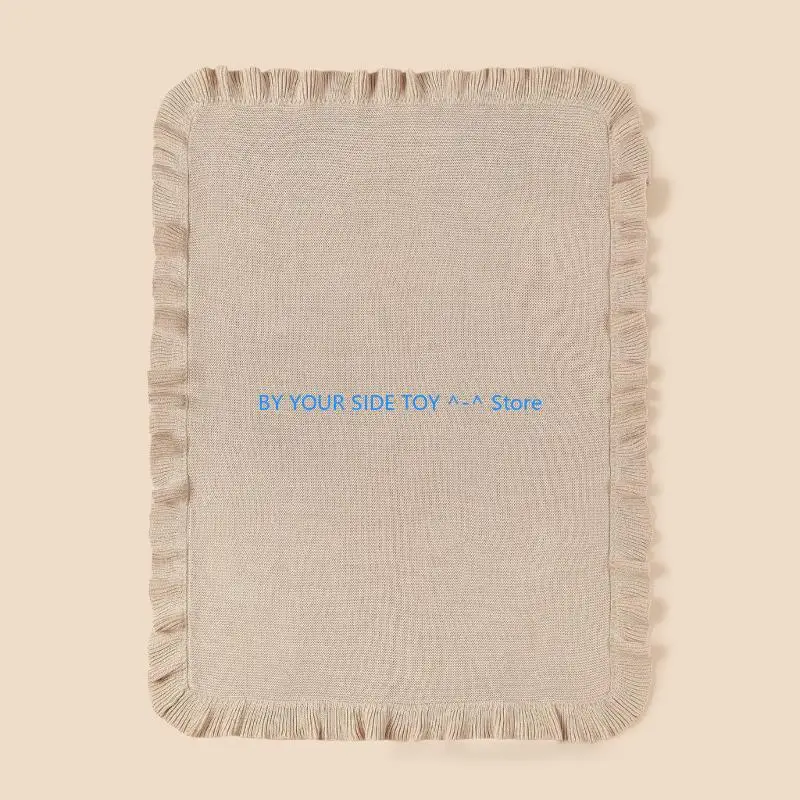 بطانية أطفال من القطن المحبوك لحديثي الولادة منشفة ملفوفة مع زخرفة كشكش U6XE #5