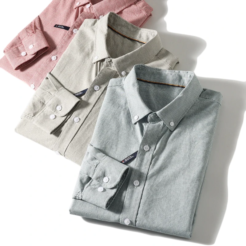 

Classic Pure Cotton Long Sleeve Comfortable Casual Plaid Men's Shirt Spring Fashion Urban Style Standard Fit Youth Spring 2023