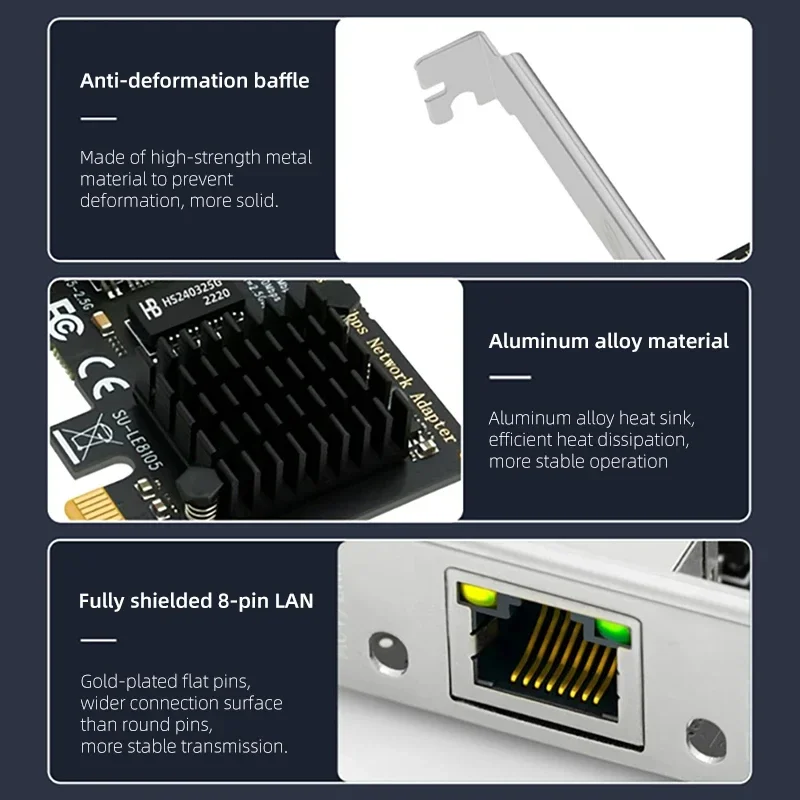 Сетевая карта PCI-E к RJ45, 2500 Мбит/с, чип RTL8125B, 100/1000 Мбит/с, 2,5 Гбит/с, Ethernet, проводной адаптер контроллера локальной сети для Win7/8/10/11