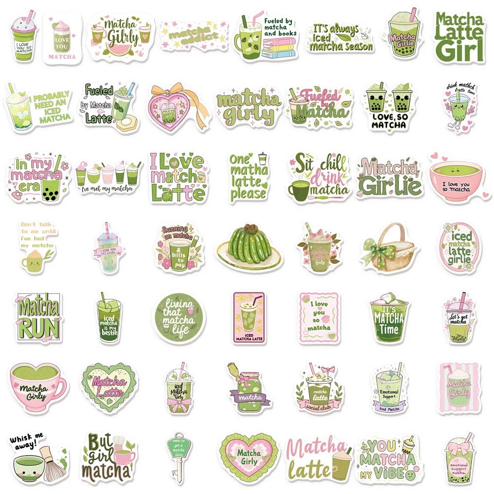 50 шт., зеленые наклейки в стиле матча, свежие граффити, наклейки для багажа, ноутбука, скейтборда, динамика, водонепроницаемые наклейки