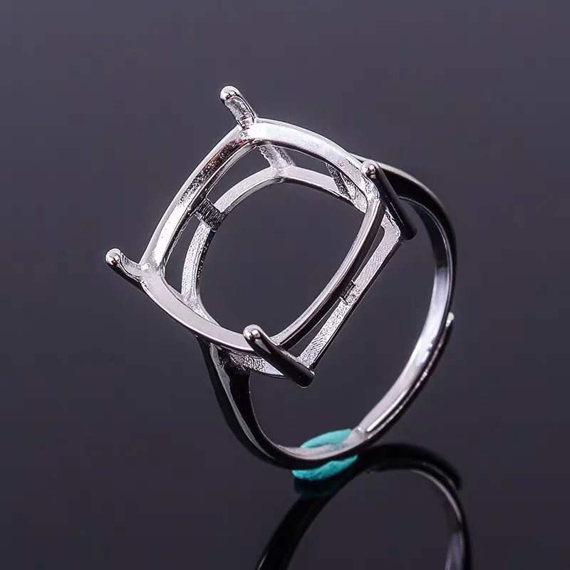 卸売価格-925シルバー-枕型四爪リング-セミマウント-3層18k金メッキ