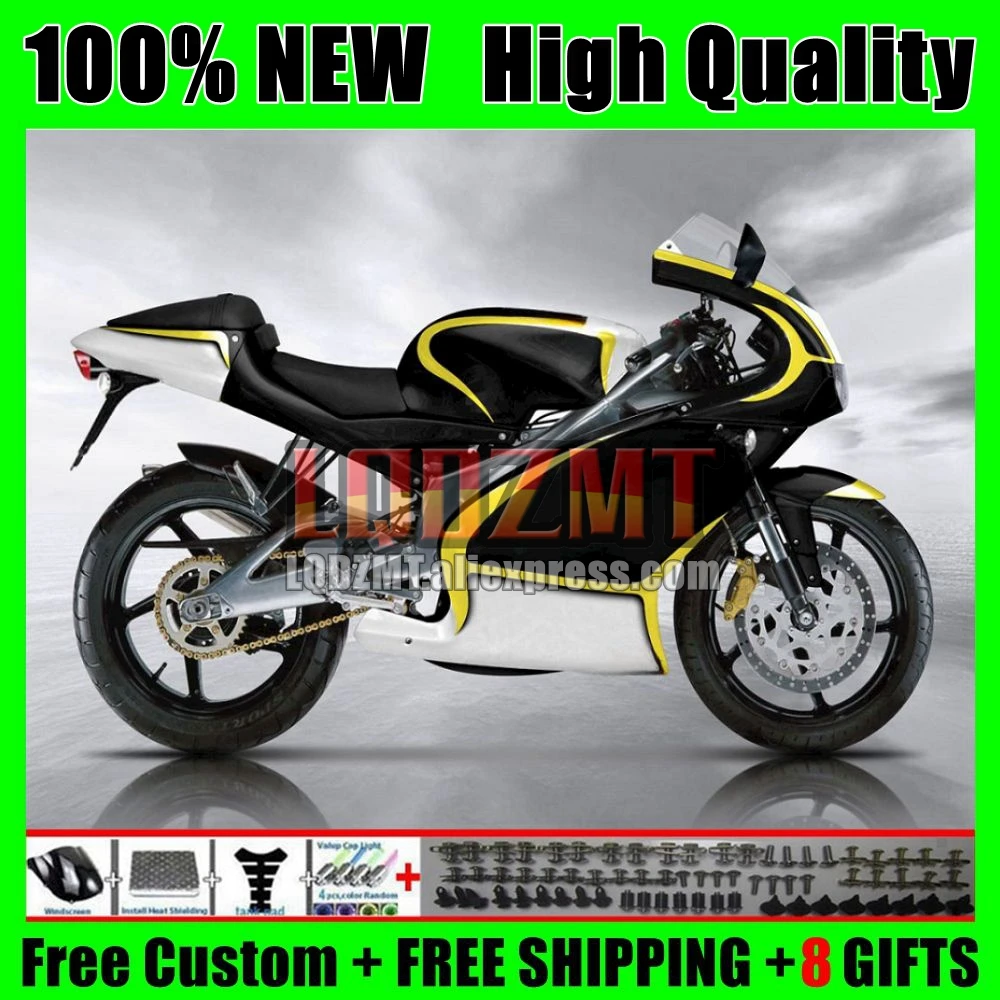 RS125R For Aprilia RSV RS 125 R RR RS-125 109No.9 RS125 99 00 01 02 03 04 Black yellow 05 1999 2000 2001 2002 2003 2005 Fairing