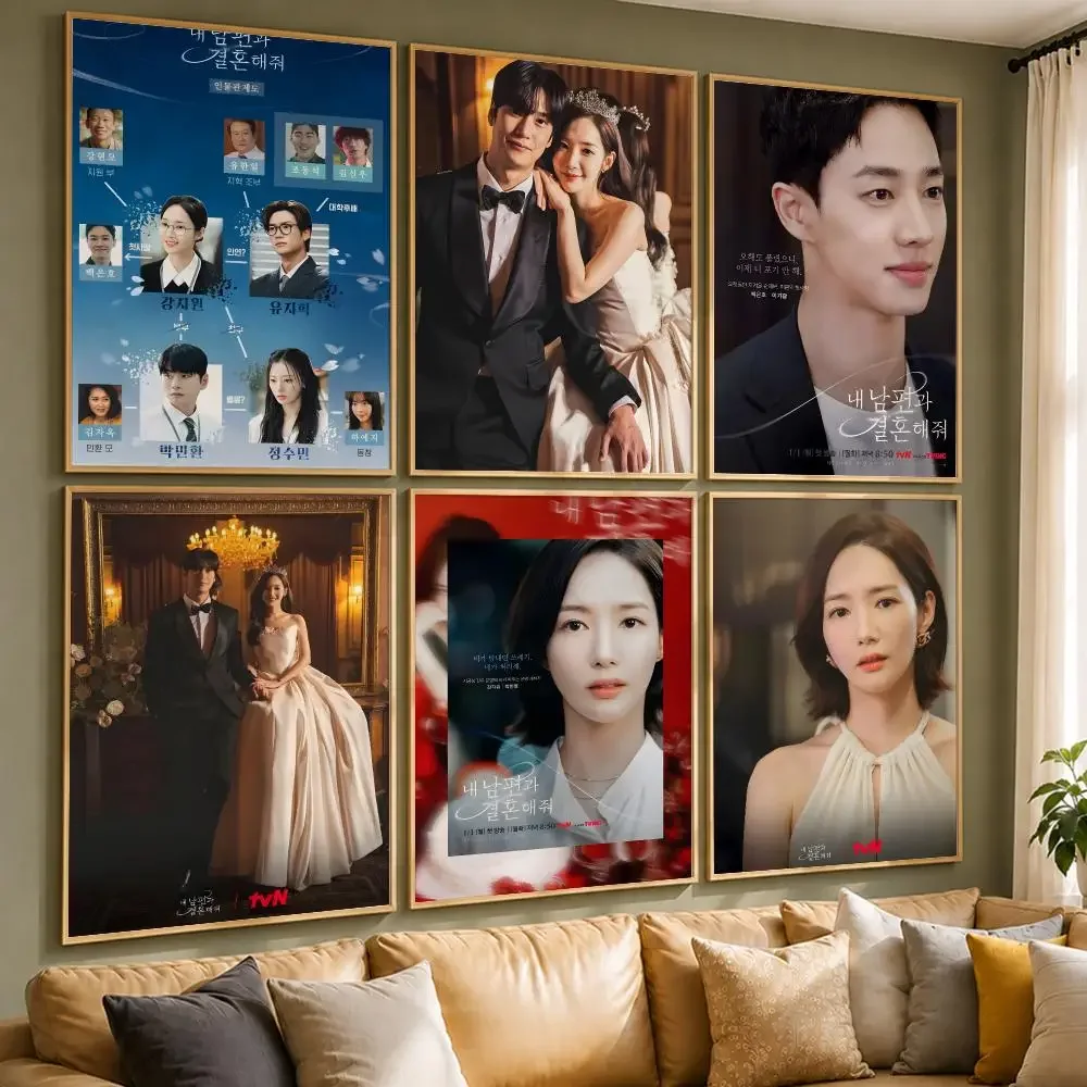 Popular Drama M-Marry My HusbandS Poster Vintage Retro Anime Poster Stickers Peel and Stick Wall Art Home Decor