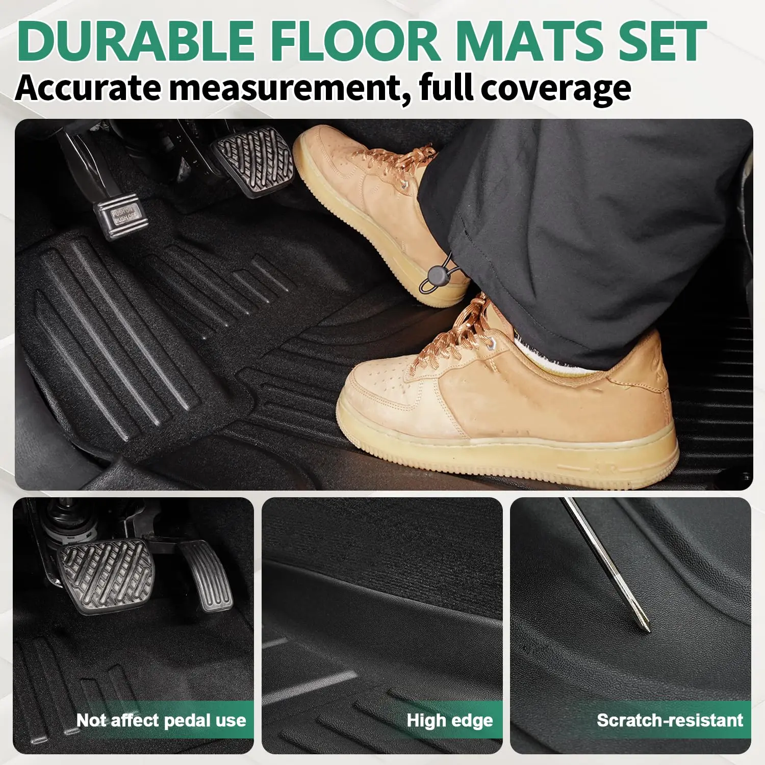 سجادات أرضية لـ 2013-2018 دودج رام 1500/2500/3500 كابينة دائرية |   سجادات أرضية لجميع الأحوال الجوية TPE ملحقات داخلية غير قابلة للانزلاق، باللون الأسود